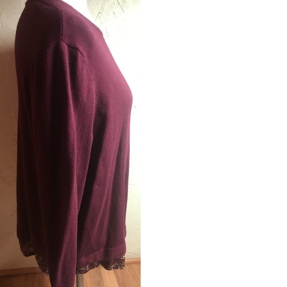 J, Jill Burgundy Oversize Sweater Size L - Picture 4 of 8